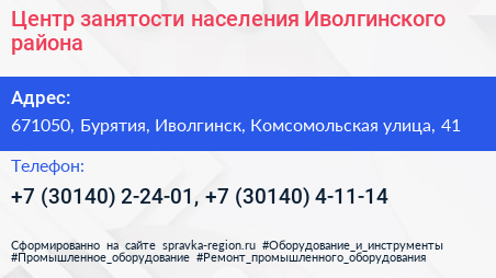 Центр занятости населения Иволгинского района - визитка