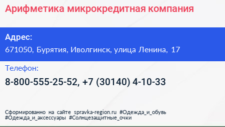 Арифметика микрокредитная компания - визитка