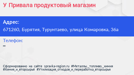 Нажмите, чтобы скачать визитку У Привала продуктовый магазин - визитка