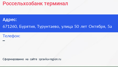 Нажмите, чтобы скачать визитку Россельхозбанк терминал - визитка