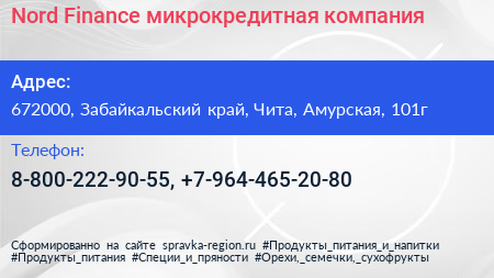 Nord Finance микрокредитная компания - визитка