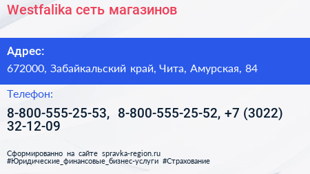 Westfalika сеть магазинов - визитка