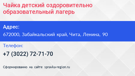 Чайка детский оздоровительно образовательный лагерь - визитка