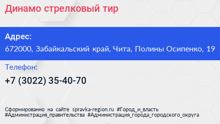 Динамо стрелковый тир - визитка