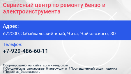 Сервисный центр по ремонту бензо и электроинструмента - визитка