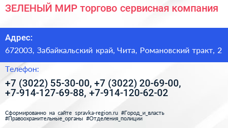 ЗЕЛЕНЫЙ МИР торгово сервисная компания - визитка