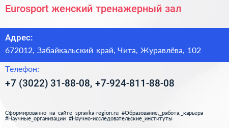 Eurosport женский тренажерный зал - визитка