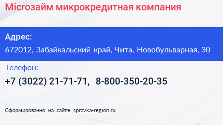 Microзайм микрокредитная компания - визитка