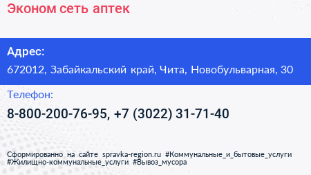 Эконом сеть аптек - визитка