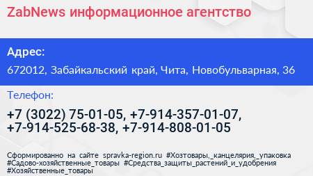 ZabNews информационное агентство - визитка