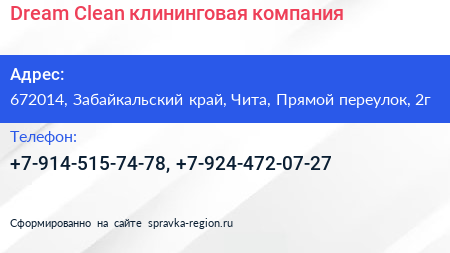 Dream Clean клининговая компания - визитка