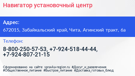Навигатор установочный центр - визитка