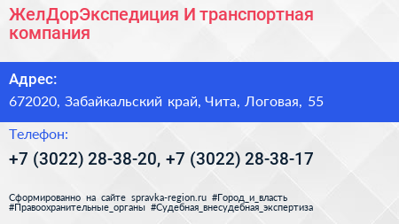 ЖелДорЭкспедиция И транспортная компания - визитка