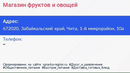 Магазин фруктов и овощей - визитка