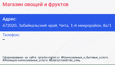 Магазин овощей и фруктов - визитка