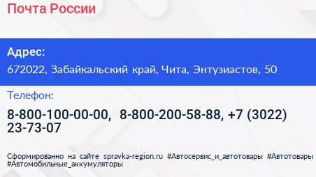 Почта России - визитка