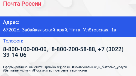 Почта России - визитка