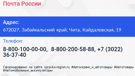 Почта России - визитка