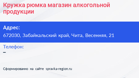 Кружка рюмка магазин алкогольной продукции - визитка