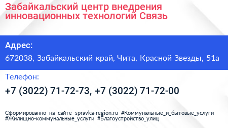 Забайкальский центр внедрения инновационных технологий Связь - визитка