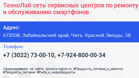 ТехноЛаб сеть сервисных центров по ремонту и обслуживанию смартфонов - визитка
