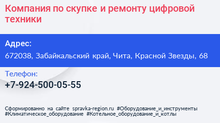 Компания по скупке и ремонту цифровой техники - визитка