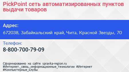 PickPoint сеть автоматизированных пунктов выдачи товаров - визитка