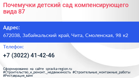 Почемучки детский сад компенсирующего вида 87 - визитка