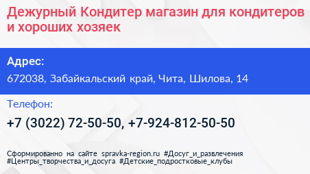 Дежурный Кондитер магазин для кондитеров и хороших хозяек - визитка