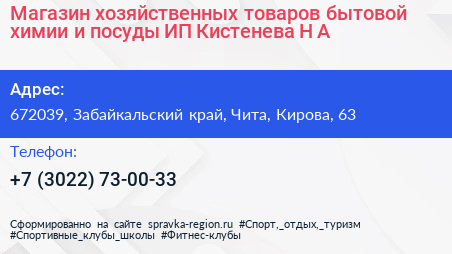 Магазин хозяйственных товаров бытовой химии и посуды ИП Кистенева Н А  - визитка