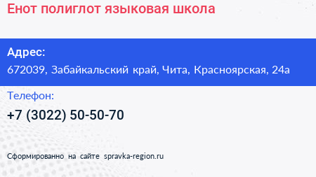 Енот полиглот языковая школа - визитка