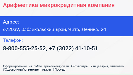 Арифметика микрокредитная компания - визитка