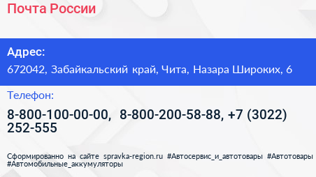 Почта России - визитка