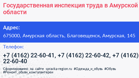 Государственная инспекция труда в Амурской области - визитка