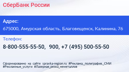 СберБанк России - визитка
