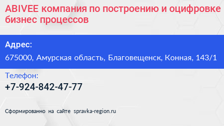 ABIVEE компания по построению и оцифровке бизнес процессов - визитка