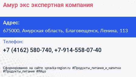 Амур экс экспертная компания - визитка