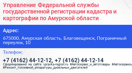 Управление Федеральной службы государственной регистрации кадастра и картографии по Амурской области - визитка