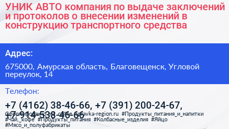 УНИК АВТО компания по выдаче заключений и протоколов о внесении изменений в конструкцию транспортного средства - визитка