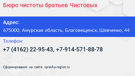 Бюро чистоты братьев Чистовых - визитка