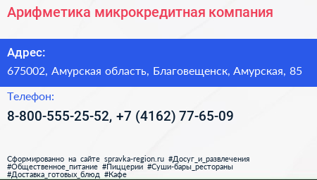 Арифметика микрокредитная компания - визитка