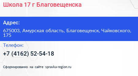 Школа 17 г Благовещенска - визитка