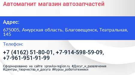 Автомагнит магазин автозапчастей - визитка