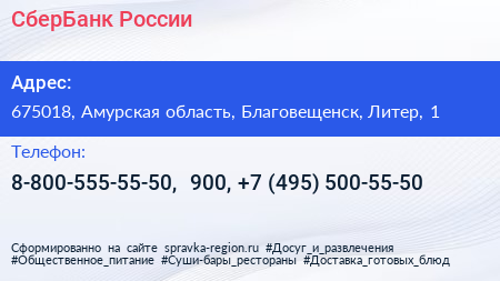 СберБанк России - визитка