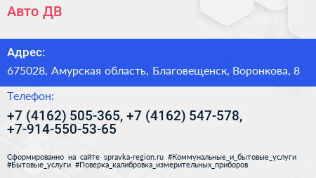 Авто ДВ - визитка