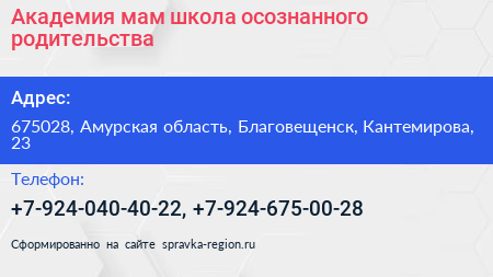 Академия мам школа осознанного родительства - визитка