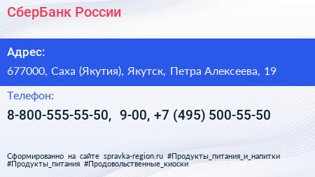 СберБанк России - визитка