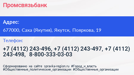 Промсвязьбанк - визитка