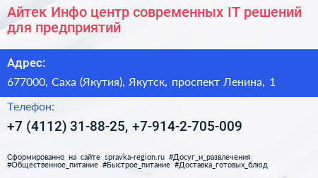 Айтек Инфо центр современных IT решений для предприятий - визитка