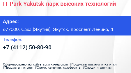 IT Park Yakutsk парк высоких технологий - визитка